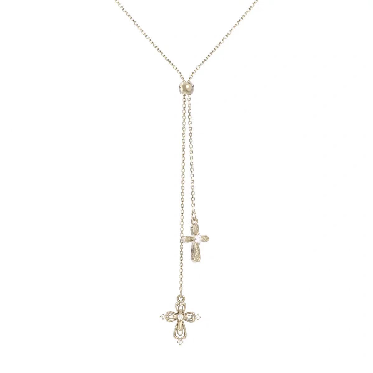 Adjustable Double Cross Y Necklace