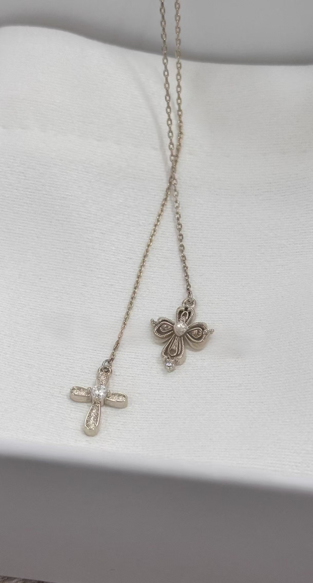 Adjustable Double Cross Y Necklace