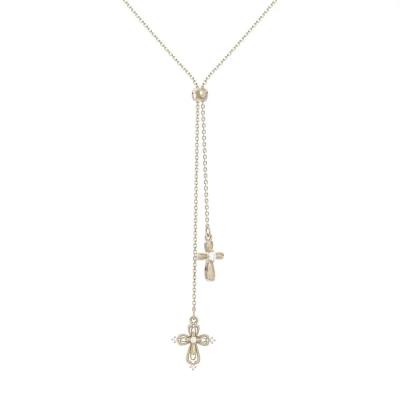 Adjustable Double Cross Y Necklace