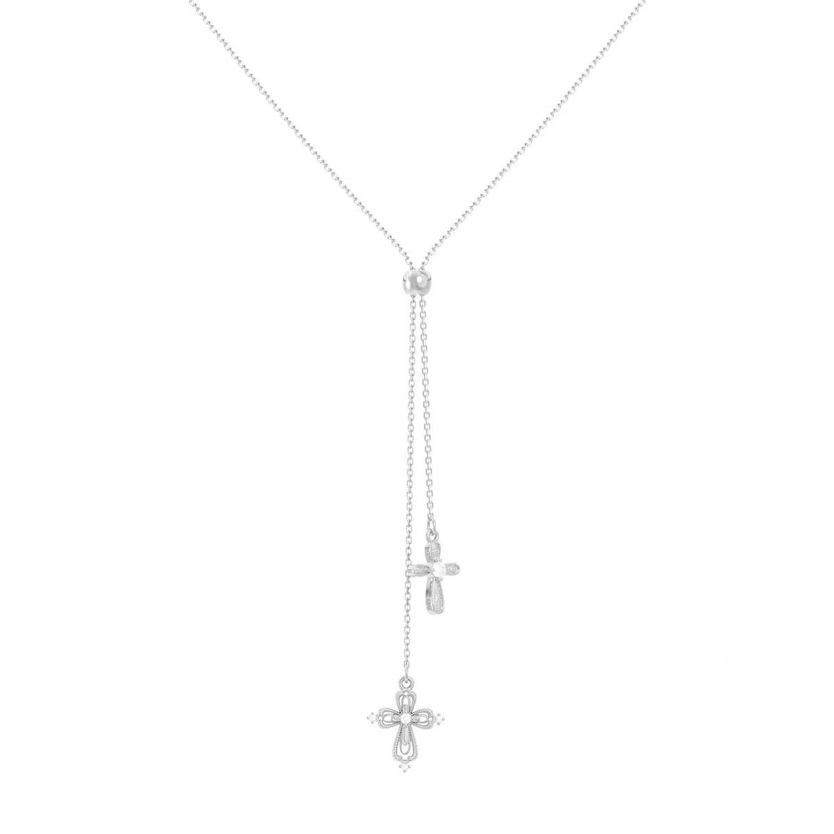 Adjustable Double Cross Y Necklace