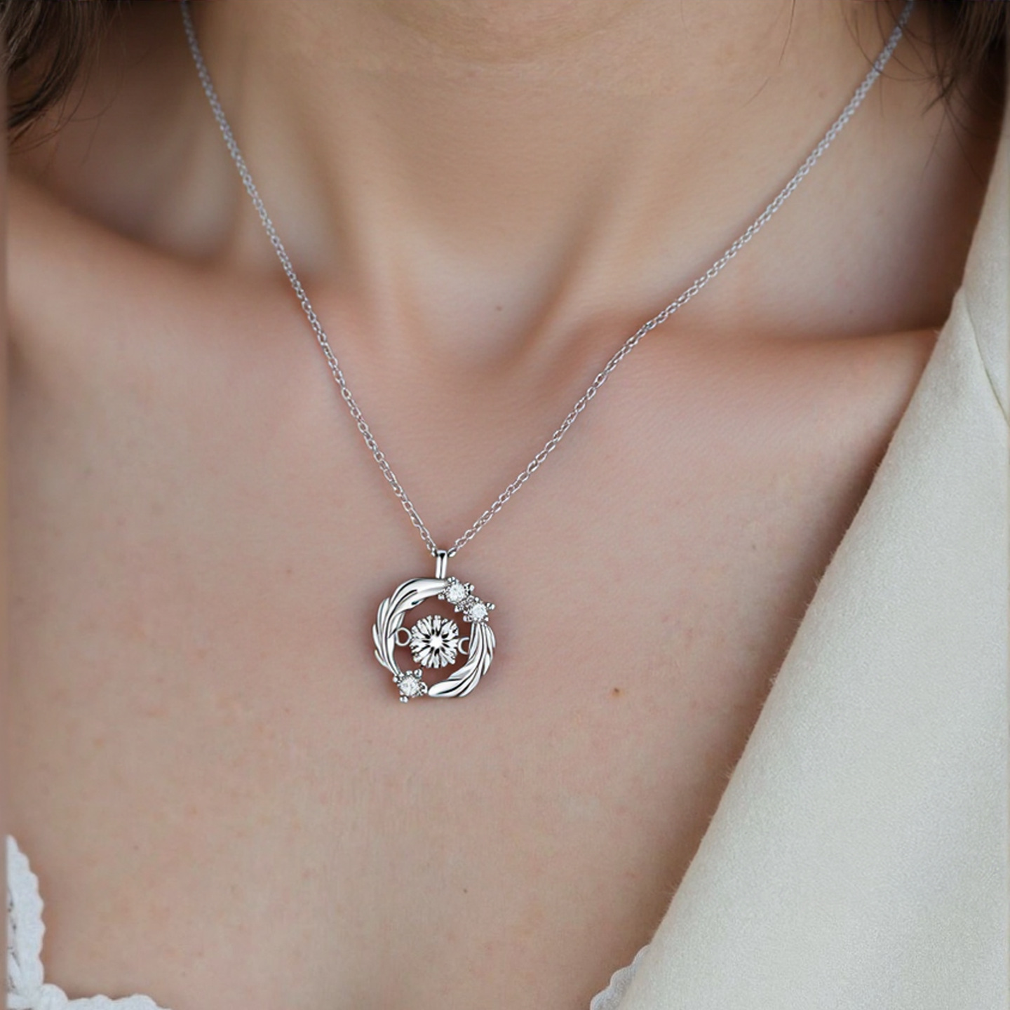 Feather Silver-plated Necklace