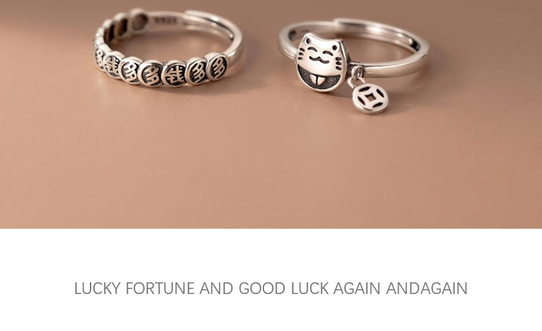 2PCS S925 Silver Lucky Rings