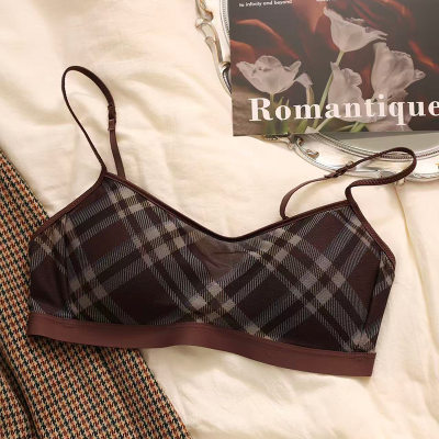 French Retro Diamond Mesh Bra Set